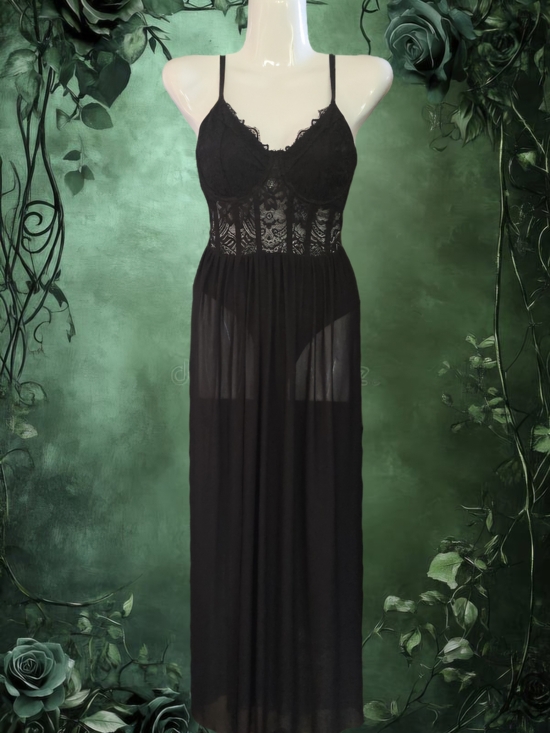 Dresses & Skirts - Black Lace Sheer Long Gown - Women
